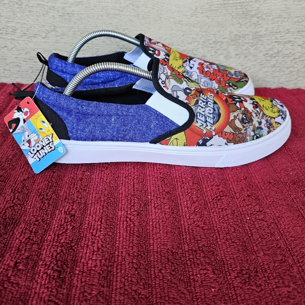 Warner Brothers Looney Tunes‘That’s All Folks’Men’s Slip-On Canvas Shoes Size:10